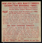 1953 Red Man Tobacco Bb- No Tab- NL #15 Ralph Kiner, Pirates