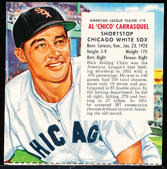 1954 Red Man Tobacco Bb- No Tab- AL #19 Chico Carrasquel, White Sox
