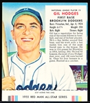 1955 Red Man Tobacco Bb- With Tab- NL #3 Gil Hodges, Brooklyn