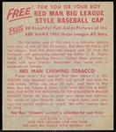 1955 Red Man Tobacco Bb- With Tab- NL #3 Gil Hodges, Brooklyn