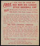 1955 Red Man Tobacco Bb- With Tab- AL #14 Early Wynn, Cleveland