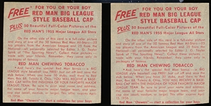1955 Red Man Tobacco Bb- No Tab- 2 Diff