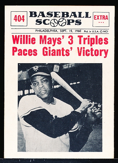 1961 Nu Card Bb Scoops- #404 Willie Mays