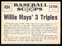 1961 Nu Card Bb Scoops- #404 Willie Mays