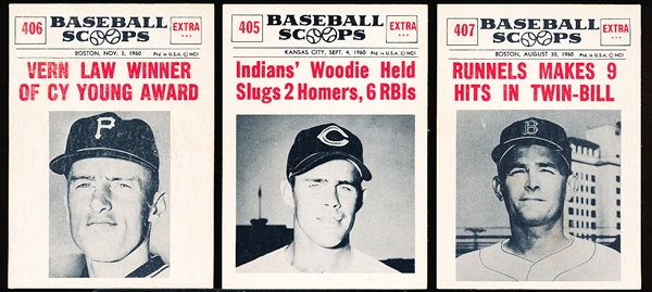 1961 Nu Card Bb Scoops- 3 Diff