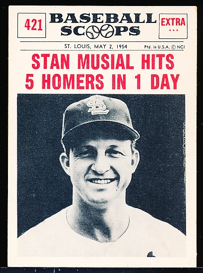 1961 Nu Card Bb Scoops- #421 Stan Musial Hits 5 Homers