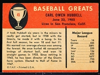 1961 Fleer Baseball Greats- #45 Carl Hubbell