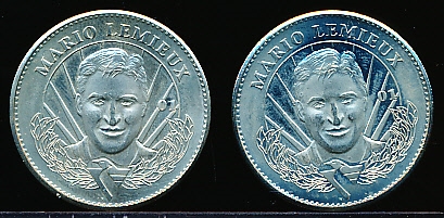 1996-97 Pinnacle Mint Hockey- Nickel Coins- Mario Lemieux- 2 Coins