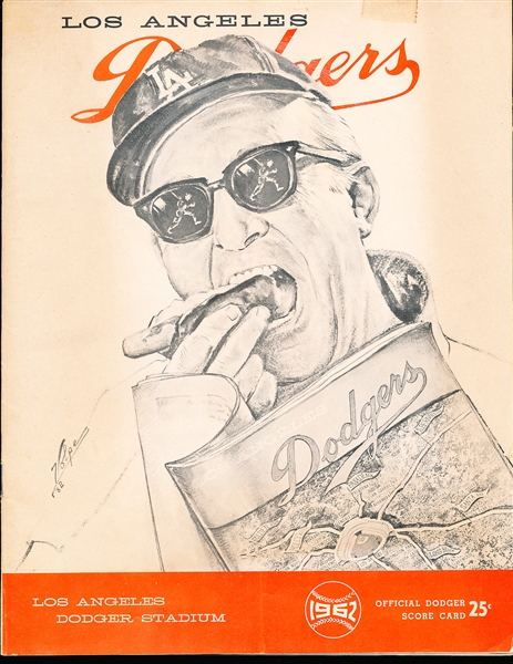 1962 Chicago Cubs @ Los Angeles Dodgers MLB Program