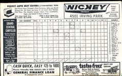 1962 Los Angeles Angels @ Chicago White Sox Scorebook