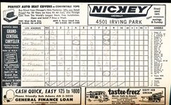1962 Los Angeles Angels @ Chicago White Sox Scorebook