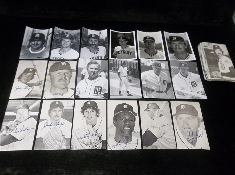1970’s Detroit Tigers Organizational B & W Photo Postcard/ Team Issue 3-1/3” x 5-1/4” Cards- 75 Asst.