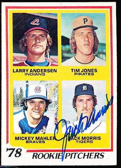 Autographed 1978 Topps Bsbl. #703 Rookie Pitchers- Signed by Jack Morris- Beckett Witnessed