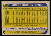 1987 Topps Baseball Blank Front Variation- #345 Andre Dawson, Expos