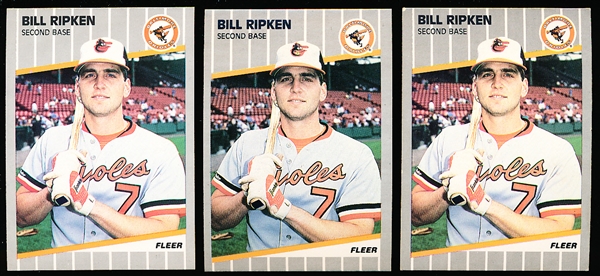1989 Fleer Bb- #616 Bill Ripken, Orioles- Black Box Version- 3 Cards