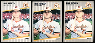 1989 Fleer Bb- #616 Bill Ripken, Orioles- Black Box Version- 3 Cards