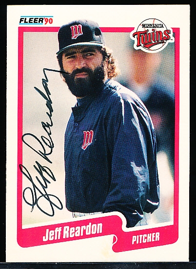 Autographed 1990 Fleer Bsbl. #385 Jeff Reardon, Twins