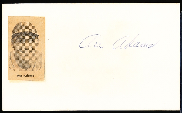 Autographed Ace Adams MLB Index Card