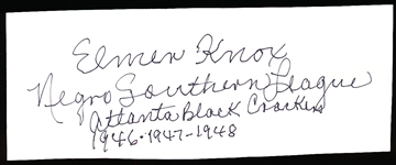 Autographed Elmer Knox 7-3/4” x 3” Cut Signature
