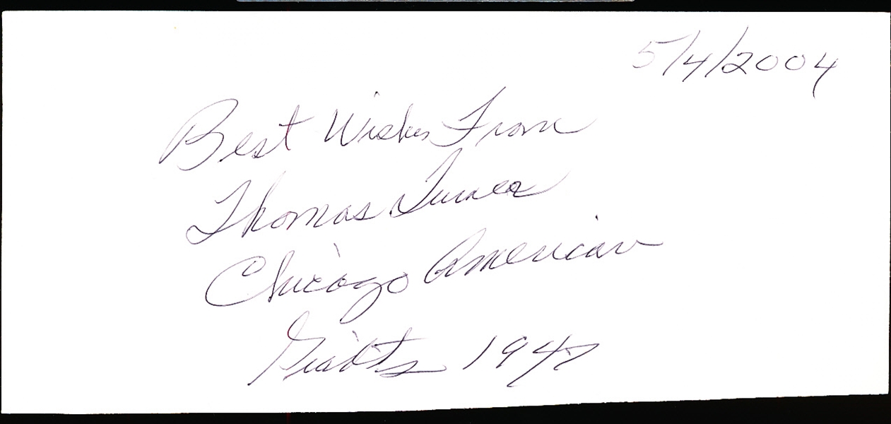 Autographed Thomas Turner 8-1/2” x 3-3/4” Cut Signature
