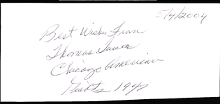 Autographed Thomas Turner 8-1/2” x 3-3/4” Cut Signature