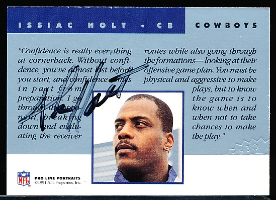 1991 Pro Line Ftbl. “Autograph”- Isaac Holt, Cowboys