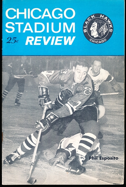 1964-65 Toronto Maple Leafs @ Chicago Black Hawks NHL Program- Phil Esposito Cover