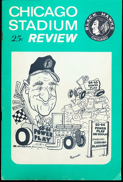 1965-66 New York Rangers @ Chicago Black Hawks NHL Program- Caricature Cover