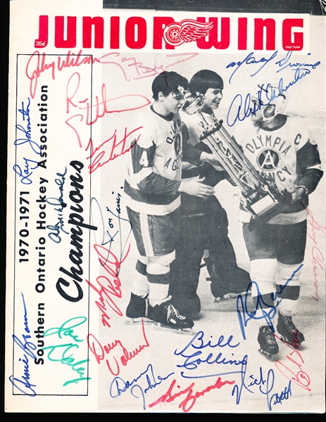 Autographed Team Signed Group of 21 1971-72 Detroit Red Wings NHL on a Detroit Junior Wings Program- JSA LOA