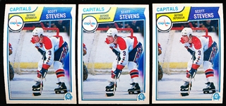 1983-84 O-Pee-Chee NHL- #376 Scott Stevens RC, Capitals- 3 Cards