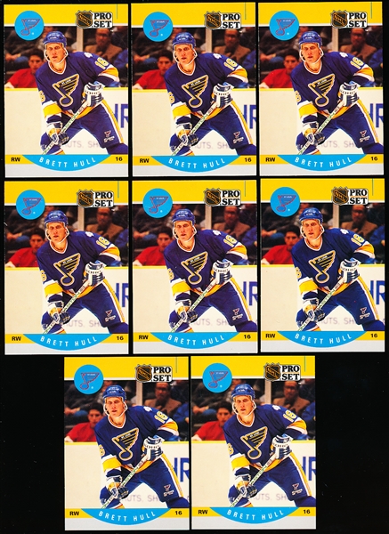 1990-91 Pro Set Hockey #1 Brett Hull Blues Promos- 8 Cards