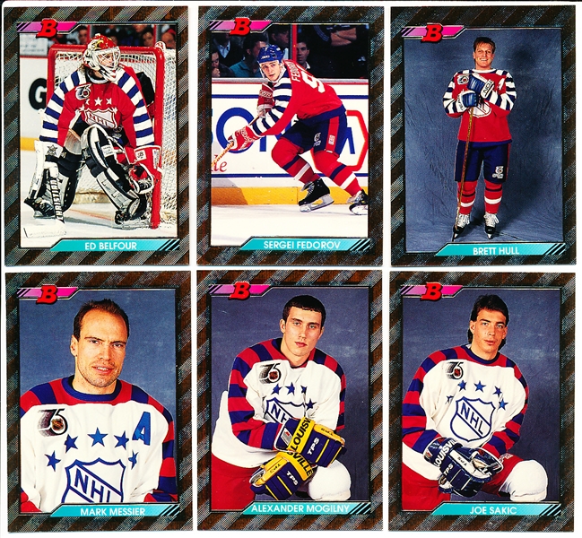 1992-93 Bowman Hockey- 6 Diff. Foil Cards