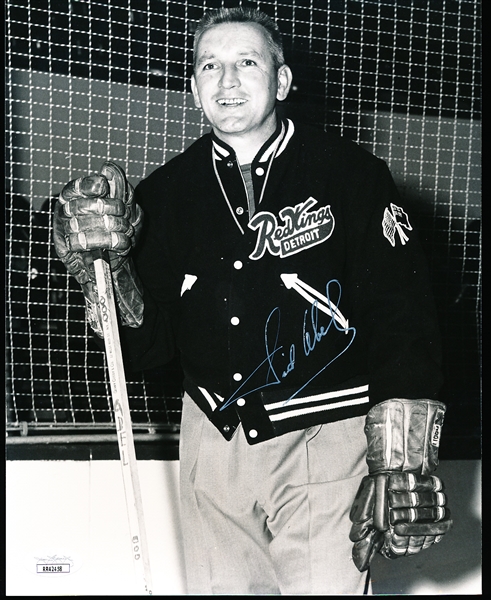 Autographed Sid Abel Detroit Red Wings NHL B/W 8” x 10” Photo- JSA Certified