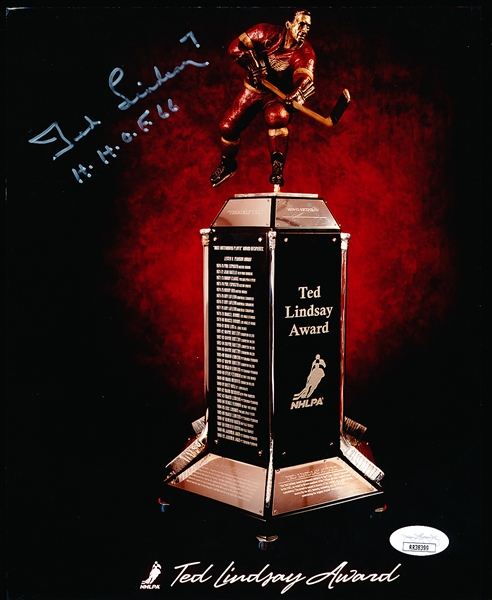 Autographed Ted Lindsay Detroit Red Wings NHL Color 8” x 10” Photo of the Ted Lindsay Award- JSA Certified