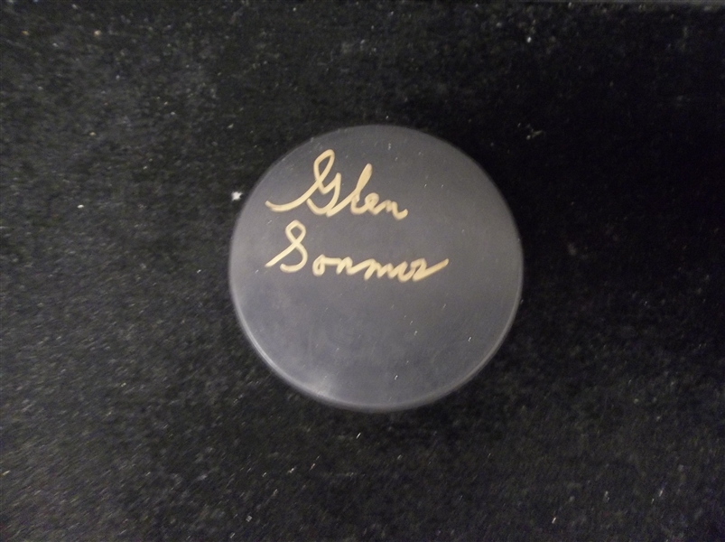 Autographed Glen Sonmor Blank Hockey Puck