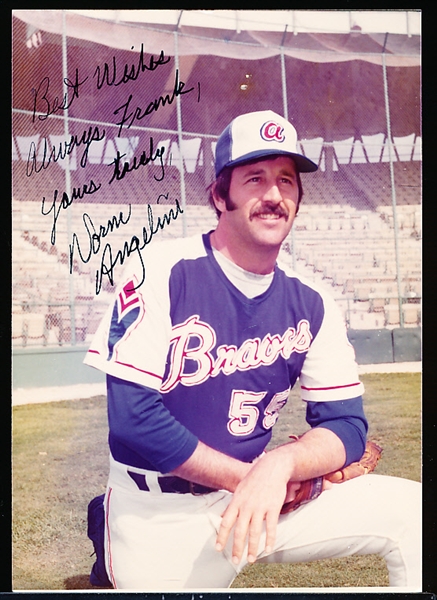 Autographed Norm Angelini 1970’s Atlanta Braves MLB Color 3-½” x 5” Photo