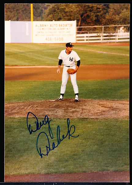 Autographed 1985 Doug Drabek Albany-Colonie Yankees MiLB Color 3-½” x 5” Photo