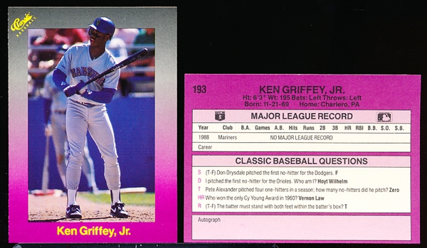 1989 Classic Travel Bsbl. #193 Ken Griffey, Jr. RC- 5 Cards