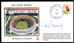 Autographed July 1, 1991 Veteran’s Stadium MLB Z-Cachet Envelope- Signed by Jim Bunning