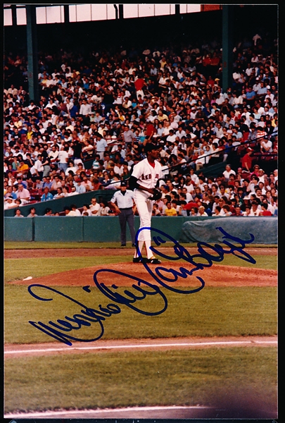 Autographed Dennis “Oil Can” Boyd Game Action Boston Red Sox MLB Color 4” x 6” Photo