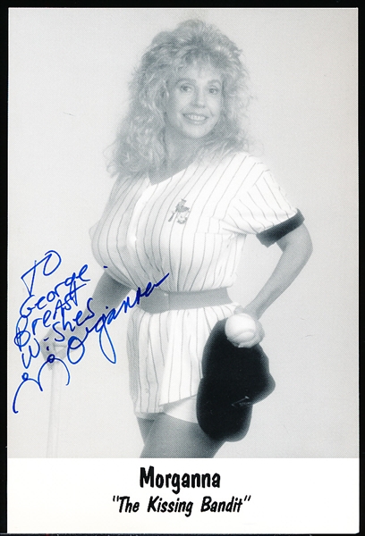 Autographed Morganna The Kissing Bandit MLB B/W 4” x 6” Photo