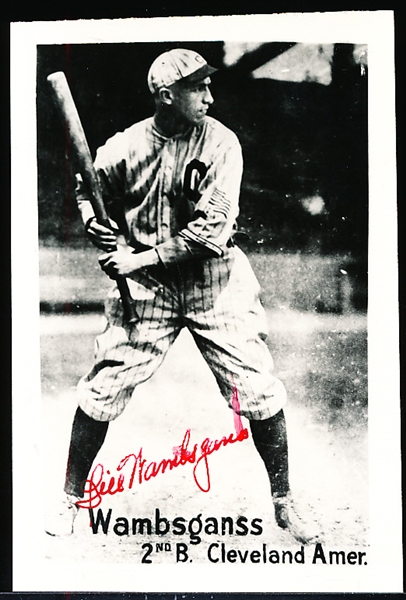 Autographed Bill Wambsganss Cleveland Indians MLB B/W 3-¼” x 4-7/8” Photo