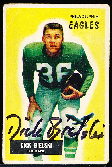 Autographed 1955 Bowman Ftbl. #149 Dick Bielski, Eagles