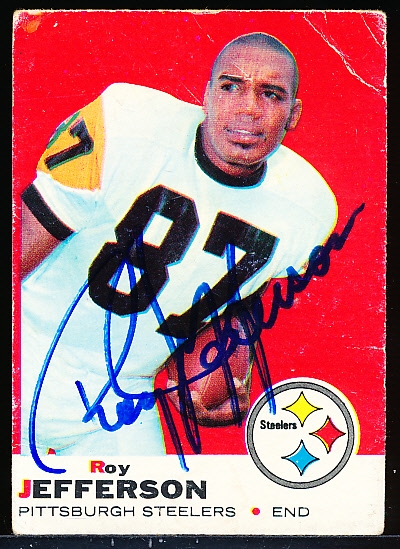 Autographed 1969 Topps Ftbl. #111 Roy Jefferson, Steelers