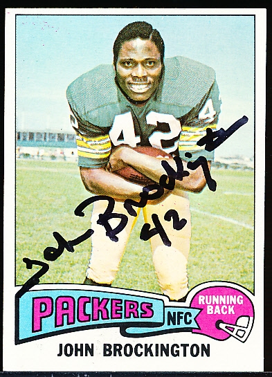 Autographed 1975 Topps Ftbl. #150 John Brockington, Packers