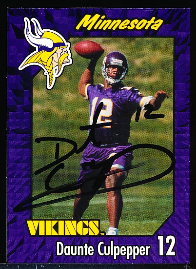 Autographed 1999 Burger King Minnesota Vikings Team Issue #26 Duante Culpepper RC