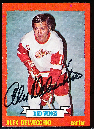 Autographed 1973-74 Topps Hockey #141 Alex Delvecchio, Red Wings