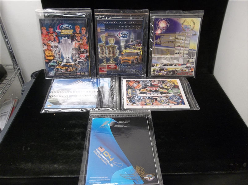Clean-Up Lot of 6 Asst., 5 Diff. Auto Racing Programs in Original Plastic Holders