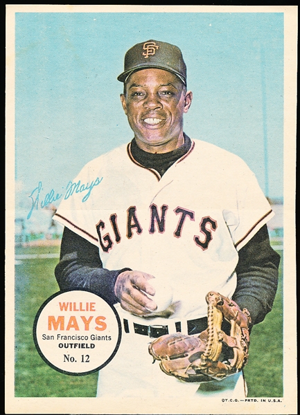 1967 Topps Baseball Poster- #12 Willie Mays, Giants