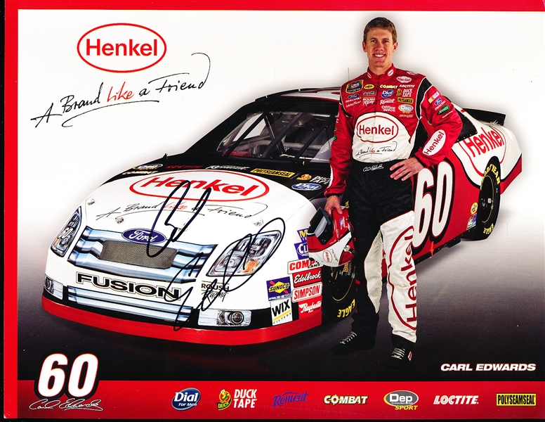 Autographed 2006 Carl Edwards #60 Henkel Busch Series Color 8-1/2” x 11” Handout